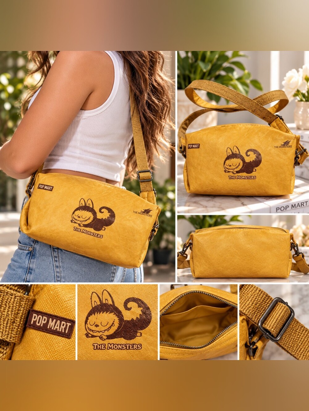 Pop Mart The Monsters Mustard Yellow Crossbody Bag